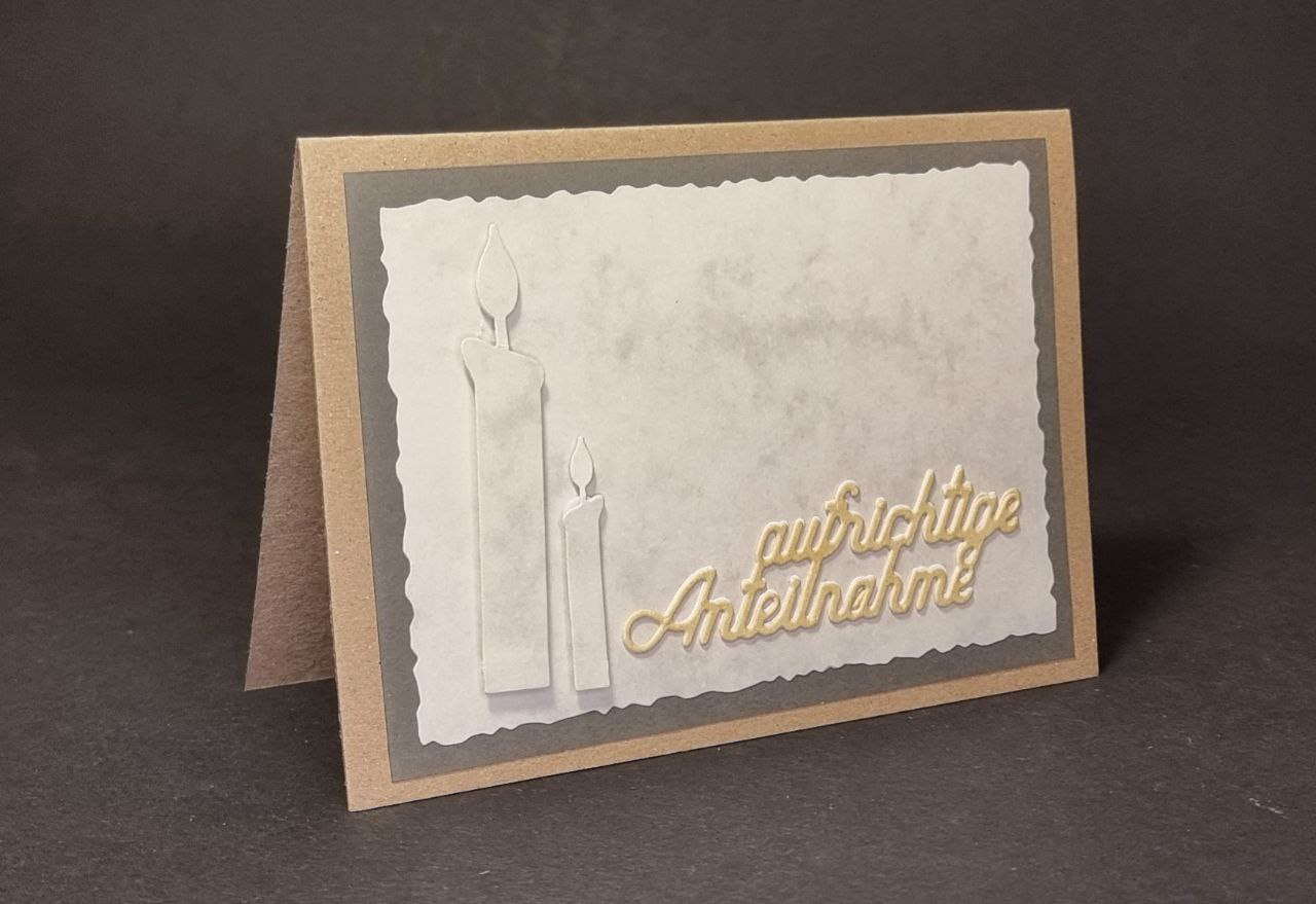 Trauerkarte "auftrichtige Anteilnahme Kerze"